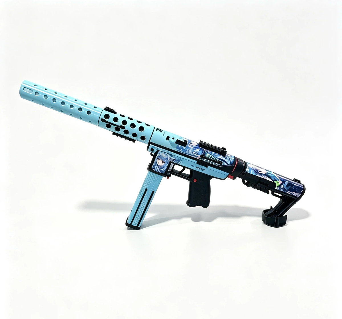 Glow‑in‑the‑Dark TEC‑9 Cartoon Printed Toy Blaster, Built‑in Lighting For Night Game