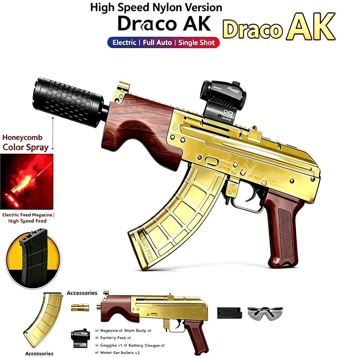 Wood Grain Hobby Toy Launcher, Electric Magazine, Dual Game Modes