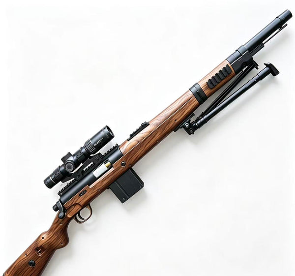 Vintage Wood Grain Sniper Rifle Model Toy, Bolt Action Gel Blaster Toy with Bipod for Outdoor Game