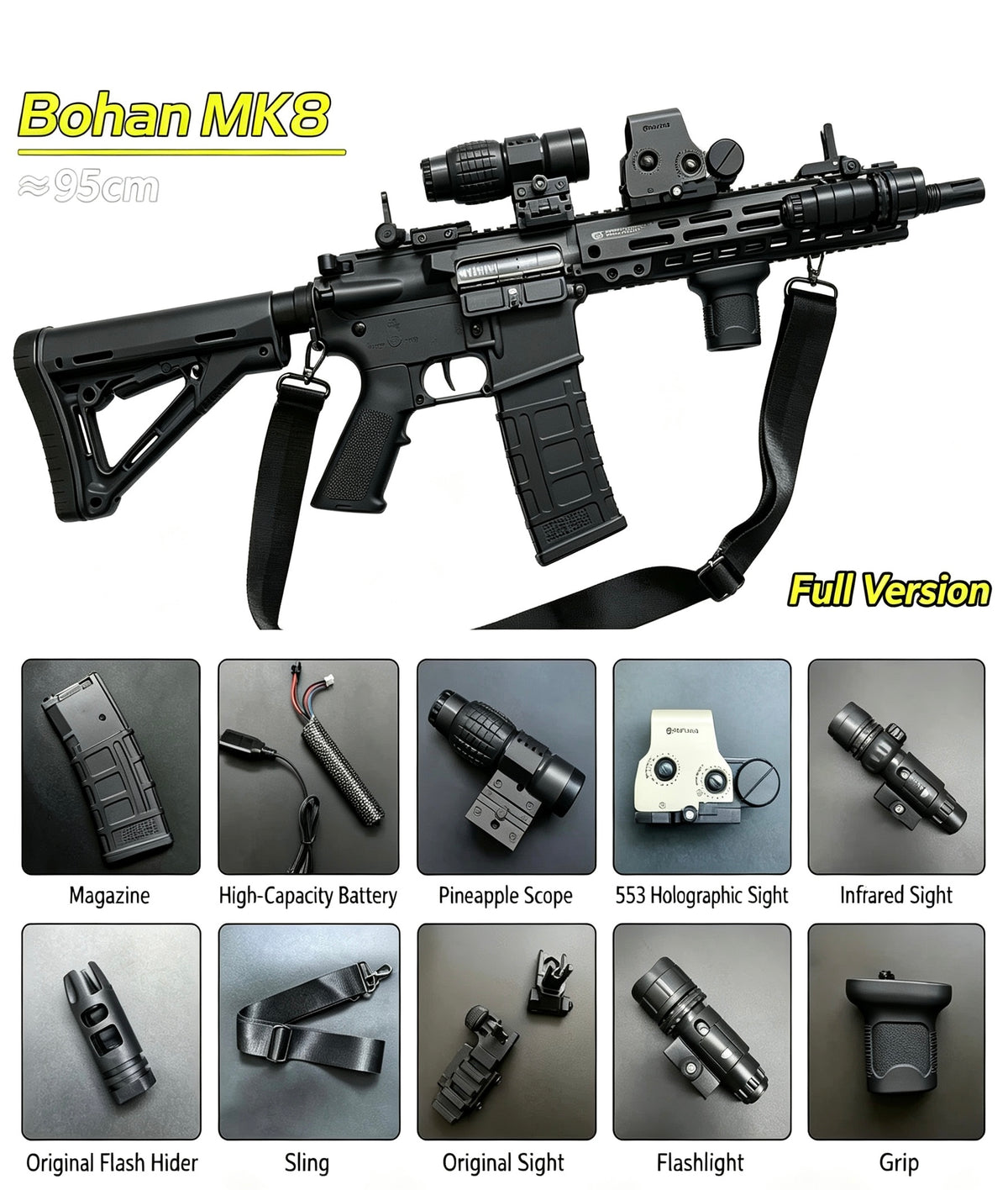 MK8 Electric Soft‑Bullet Toy Gun, Semi‑Auto & Full‑Auto Assault‑Style Blaster for Boys