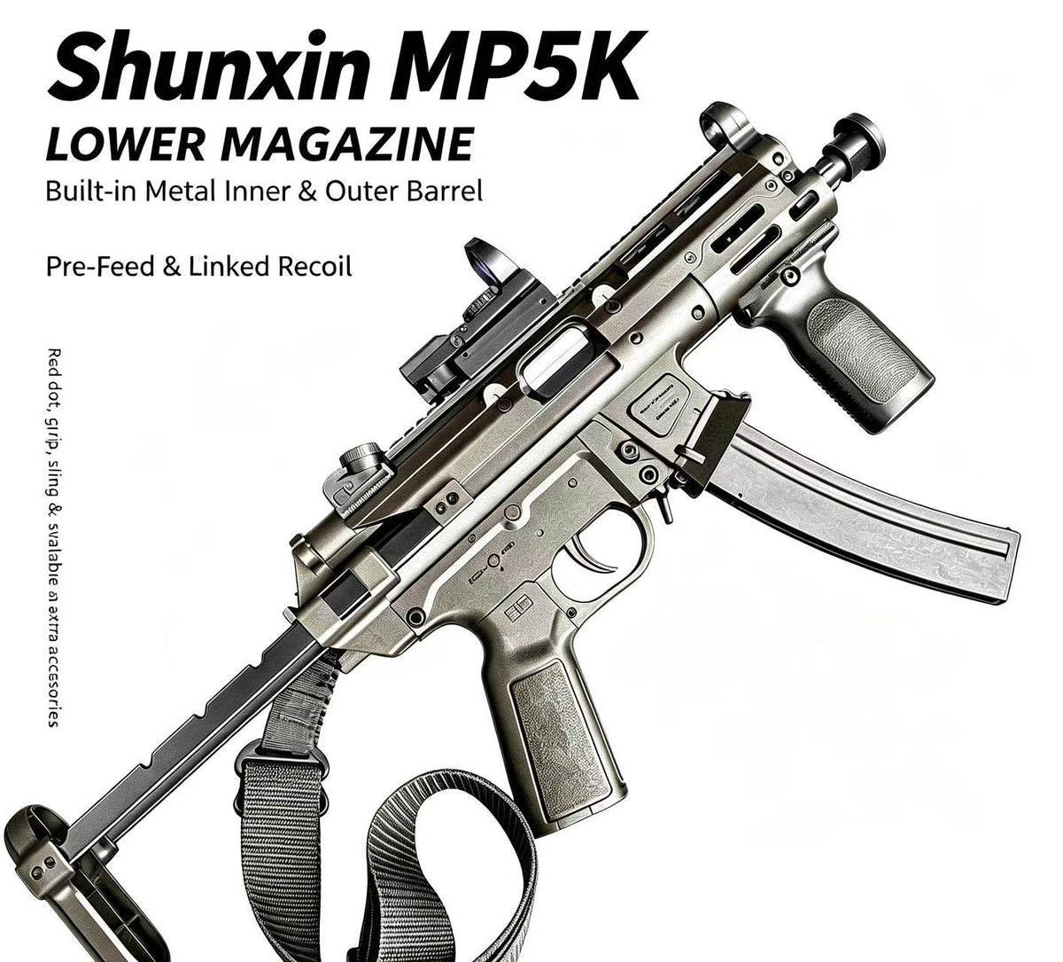 MP5‑Style Electric Tactical Toy Blaster, Blowback Recoil, Semi & Full‑Auto Shooting
