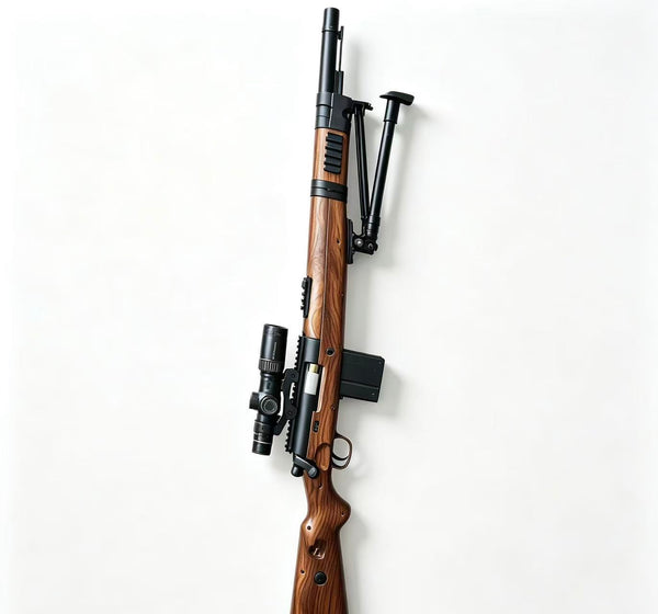Vintage Wood Grain Sniper Rifle Model Toy, Bolt Action Gel Blaster Toy with Bipod for Outdoor Game
