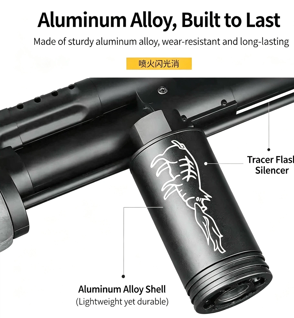 Metal Tracer Flash Silencer, 14MM Reverse Thread Aluminum Alloy Tracer Unit with Multi-Color Light Effect, Rechargeable Spitfire Pig Tracer for Gel Blaster Toy