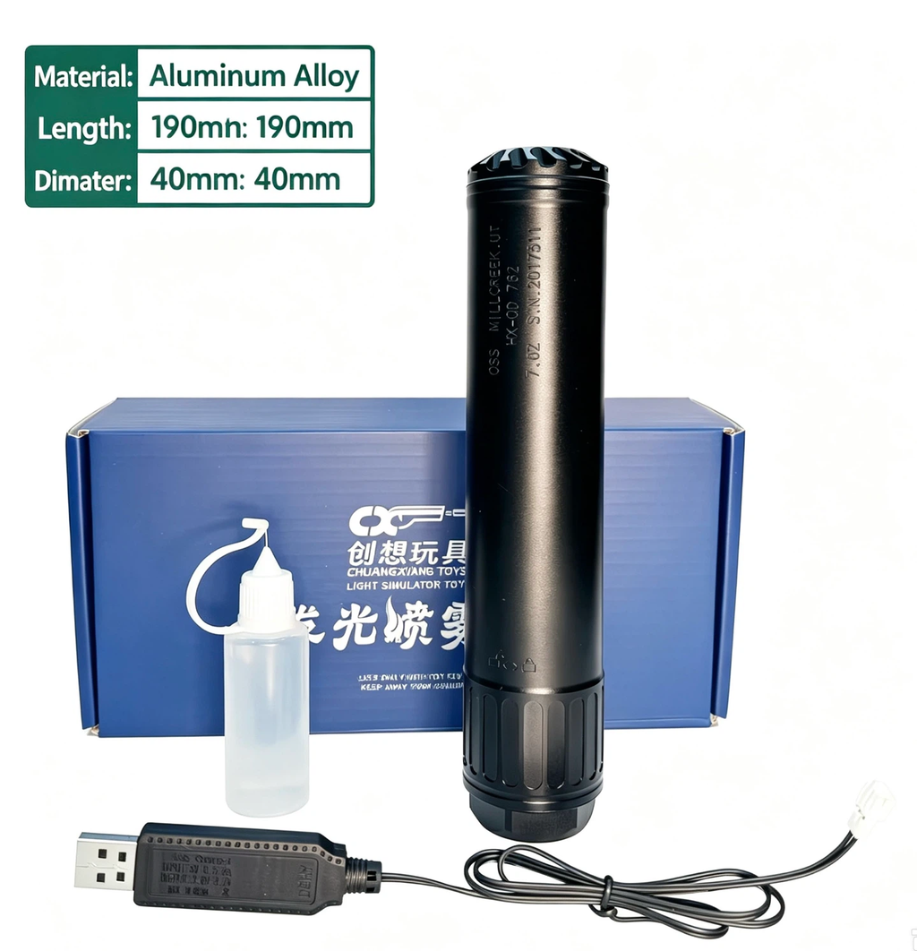 LED Light Smoke Simulator Toy Suppressor, 14mm CCW Thread, Aluminum Alloy, 4 Styles Optional