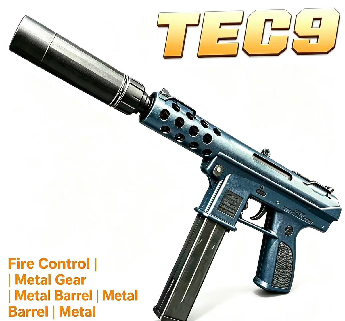 Full‑Auto TEC‑9 Toy Blaster, Alloy Gearbox & Fire Control System, Outdoor Game Toy