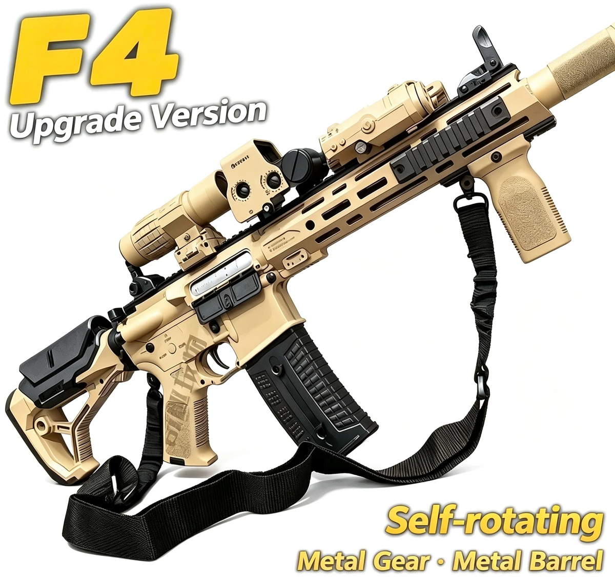 F4 Wargame Electric Toy Blaster with Metal Gear & Blowback Effect