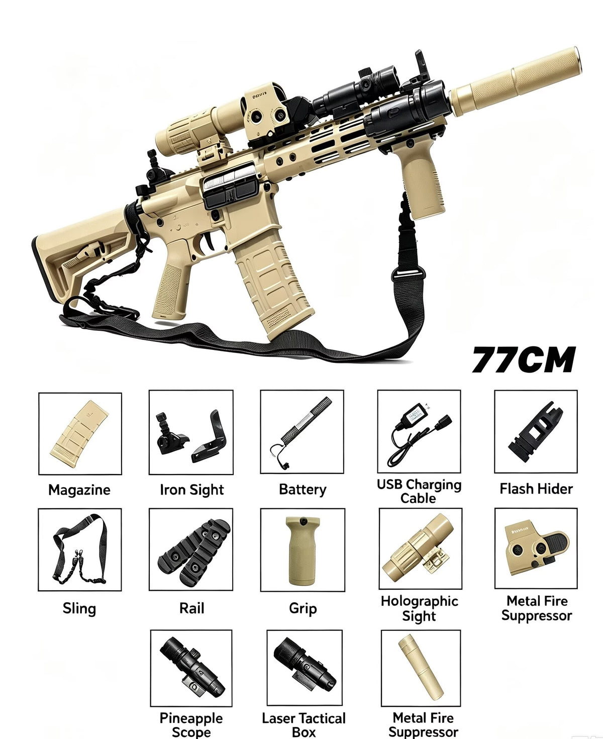 N4 Tactical Toy Blaster，Single‑Shot / Auto / Pre‑Feed Mode