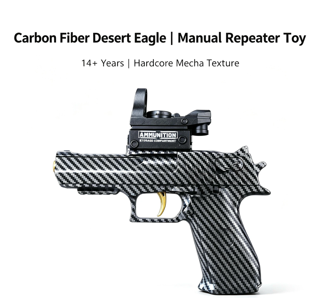 Kids Carbon Fiber Desert Eagle Gel Blaster Toy | Manual Continuous Shooting, 6-7mm Safe Gel Balls, Gift Box Pack