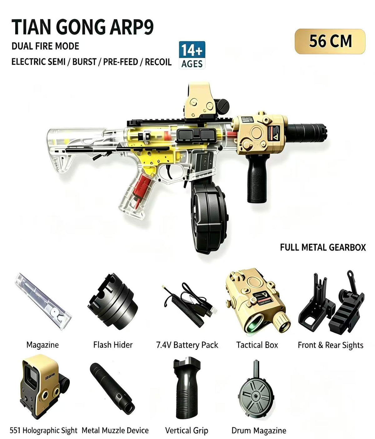 Transparent Shell Electric Toy Blaster | Customizable Tactical Shooting Toy for Collection & Outdoor Game