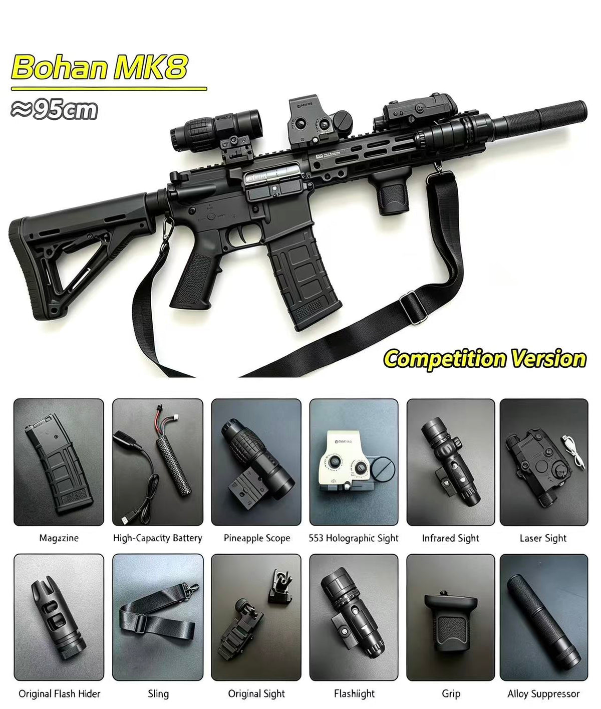 MK8 Electric Soft‑Bullet Toy Gun, Semi‑Auto & Full‑Auto Assault‑Style Blaster for Boys