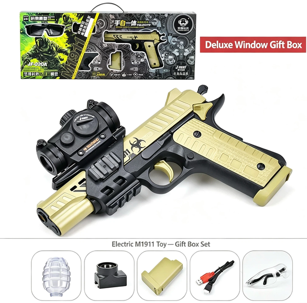 Electric Collectible Pistol Display Model | M1911 & Glock Options, Tactical Scope Attachment, Rechargeable