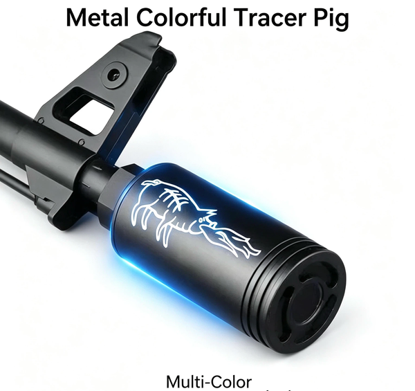 Metal Tracer Flash Silencer, 14MM Reverse Thread Aluminum Alloy Tracer Unit with Multi-Color Light Effect, Rechargeable Spitfire Pig Tracer for Gel Blaster Toy