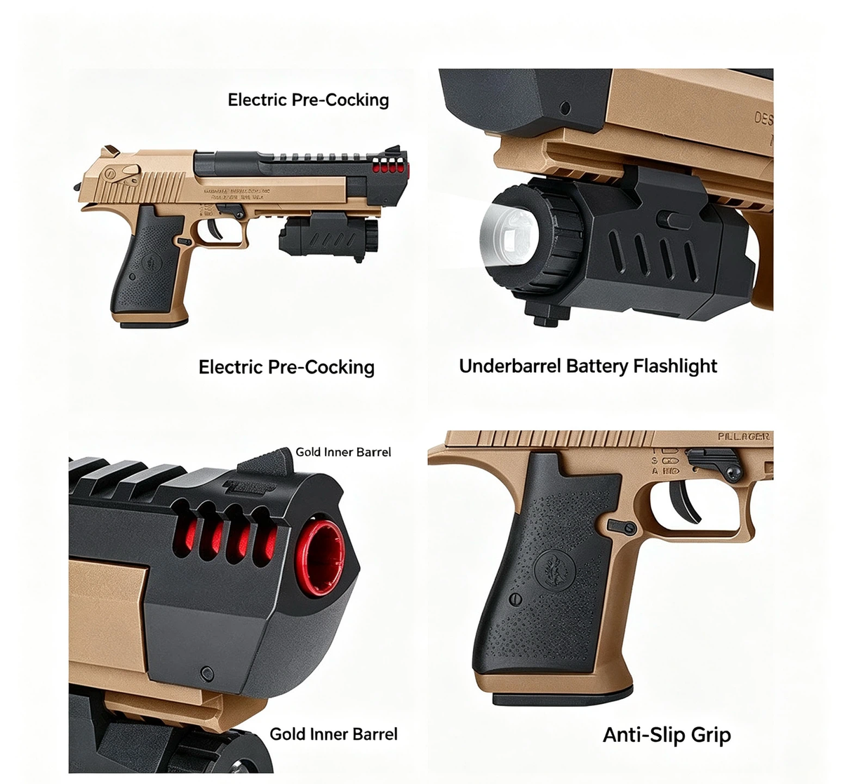 > Desert Eagle Fire Control Version Toy Blaster | Electric Pre-Cocking, High Speed Single & Auto Shot