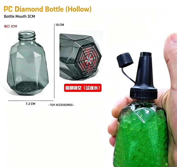 PC Hollow Diamond & Pineapple Bottle | Gel Ball Filter Bottle, Toy Refill Container with Water Filter Base