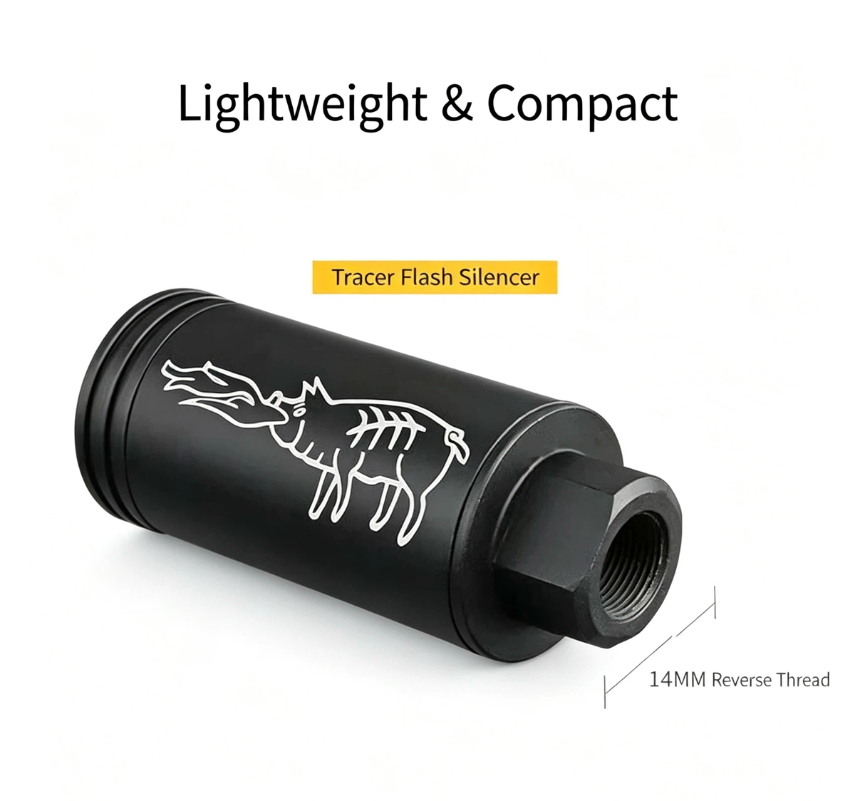 Metal Tracer Flash Silencer, 14MM Reverse Thread Aluminum Alloy Tracer Unit with Multi-Color Light Effect, Rechargeable Spitfire Pig Tracer for Gel Blaster Toy