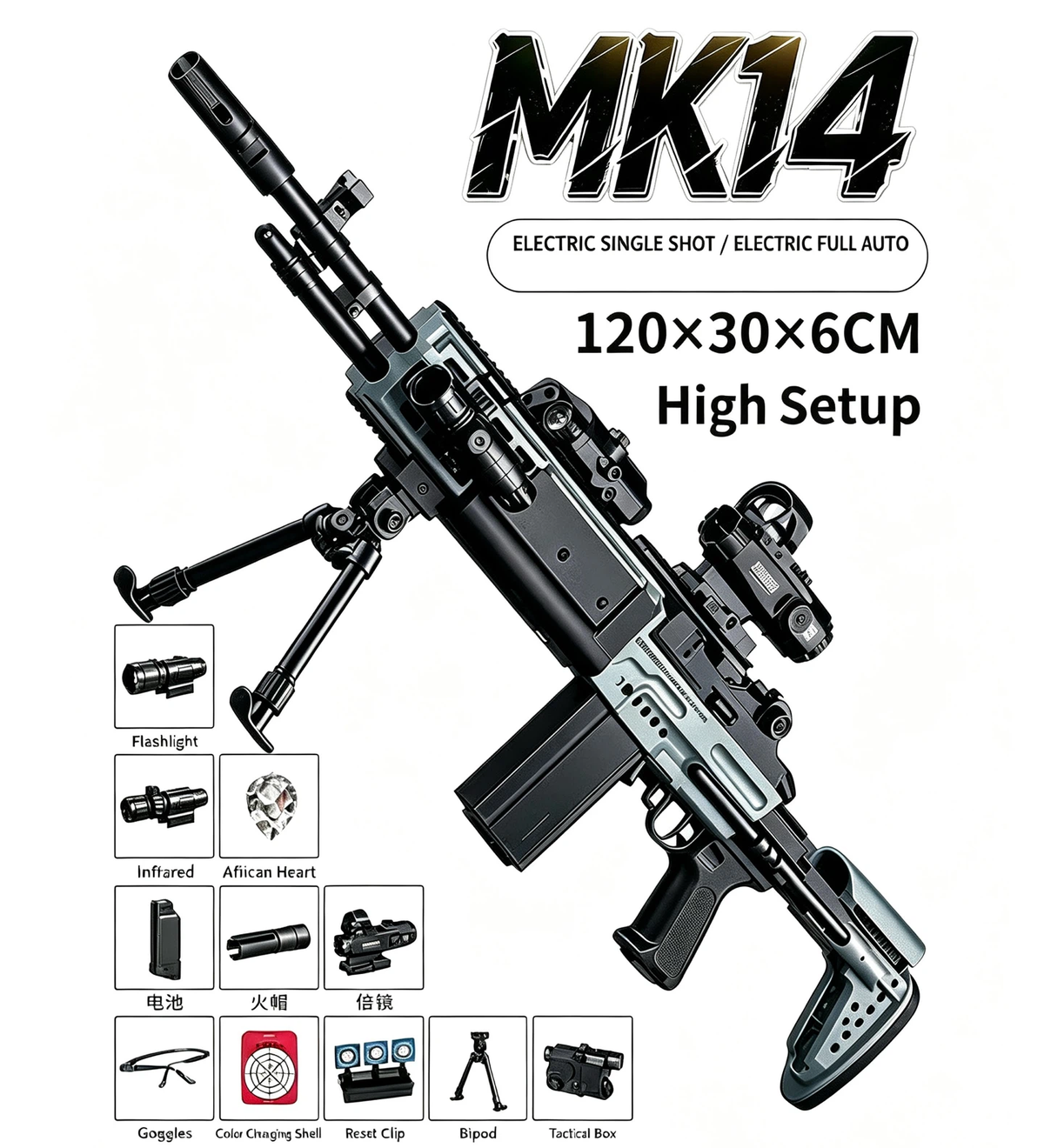 MK14 Tactical Display Model Replica, Full Accessories Kit