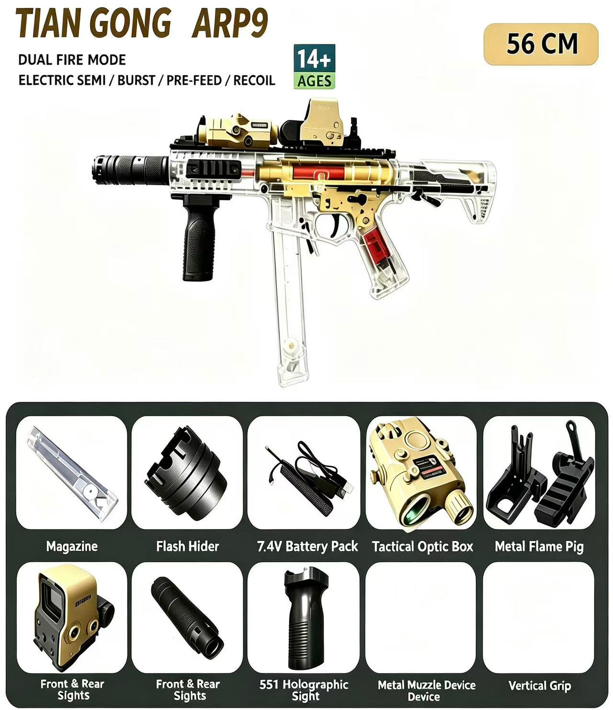 Transparent Shell Electric Toy Blaster | Customizable Tactical Shooting Toy for Collection & Outdoor Game