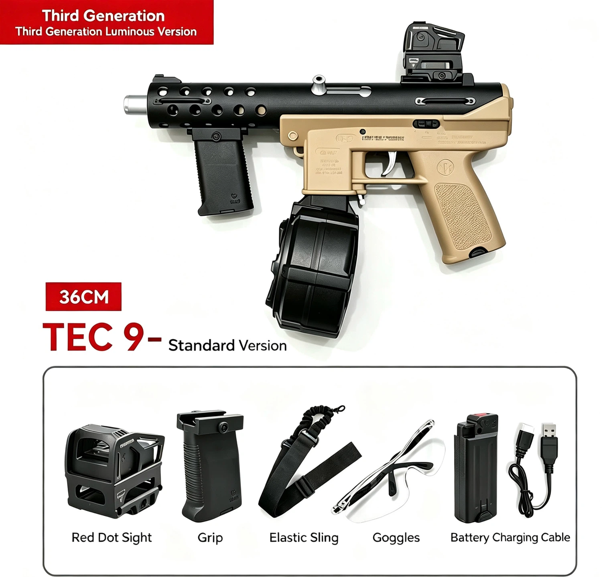 TEC9 Gel Ball Hobby Display Model | Third Generation Luminous Collectible Toy Model