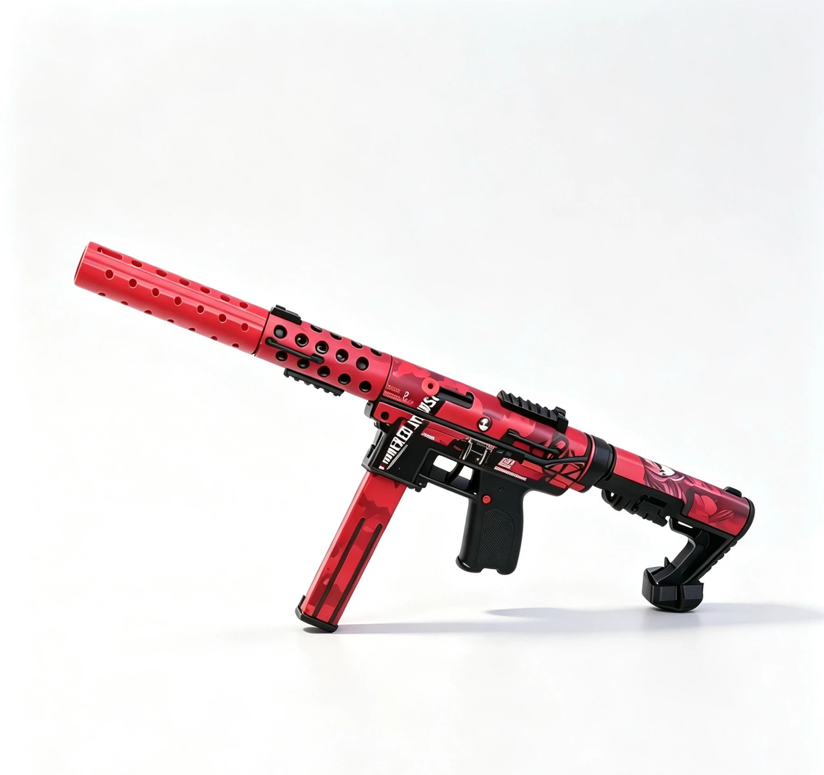 Glow‑in‑the‑Dark TEC‑9 Cartoon Printed Toy Blaster, Built‑in Lighting For Night Game