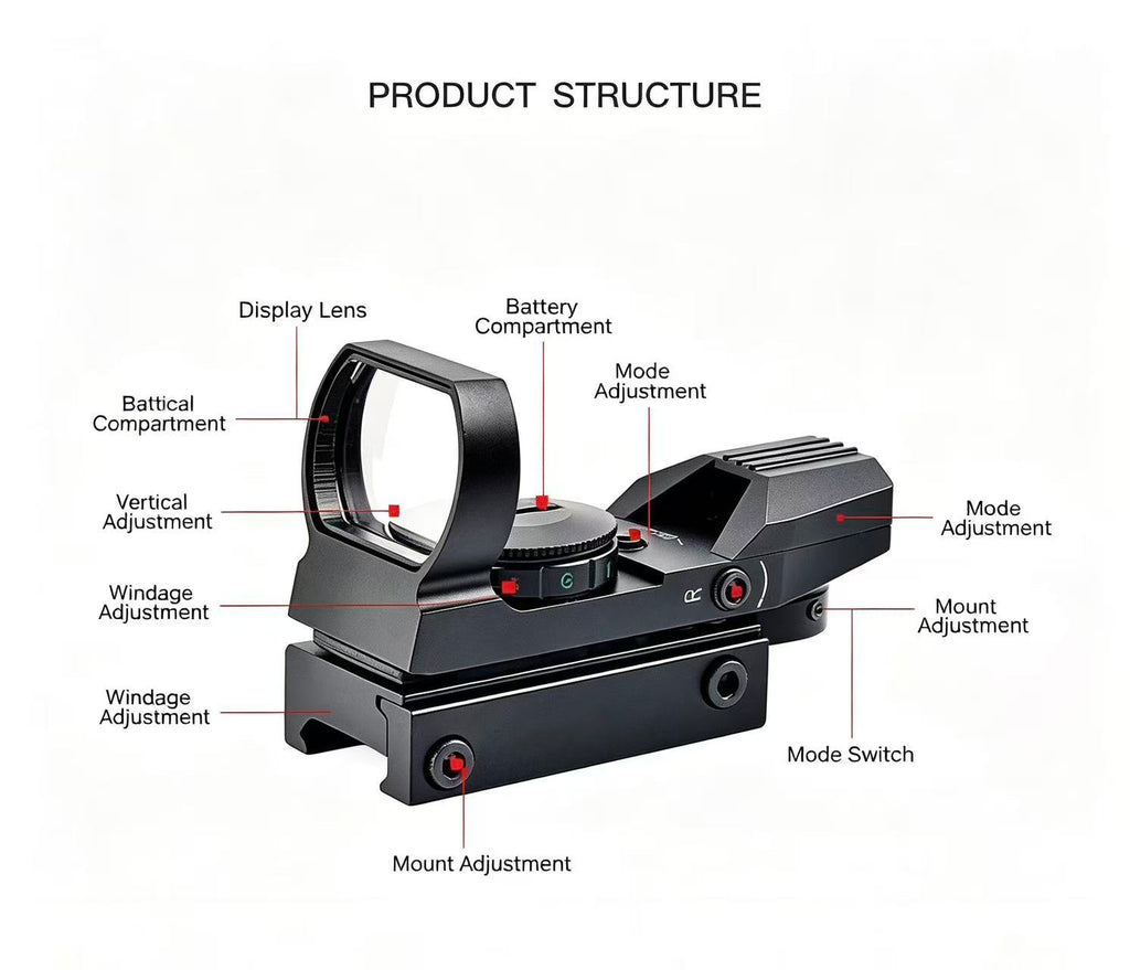 4 Reticles Reflex Sight Red Green Dot Holographic Scope