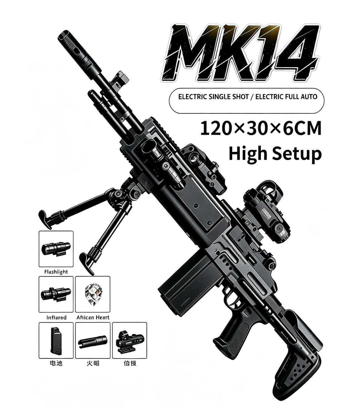MK14 Tactical Display Model Replica, Full Accessories Kit