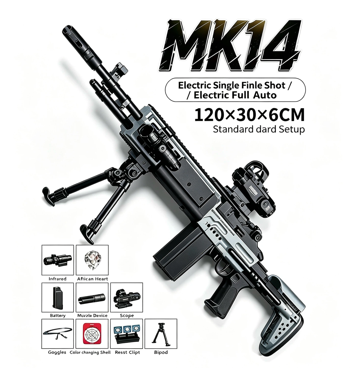 MK14 Tactical Display Model Replica, Full Accessories Kit