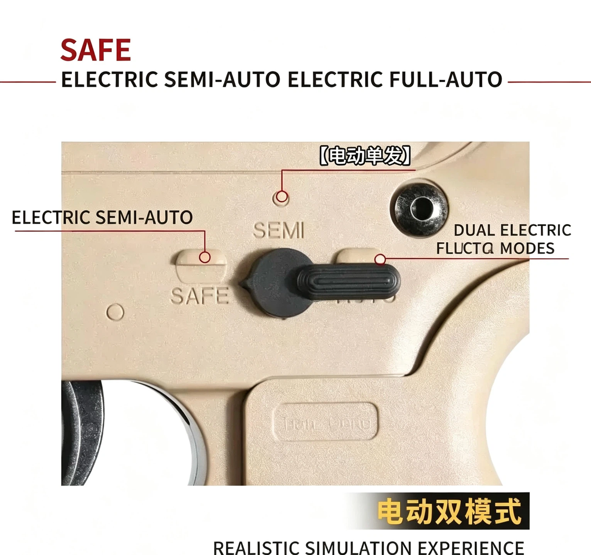 F4 Wargame Electric Toy Blaster with Metal Gear & Blowback Effect