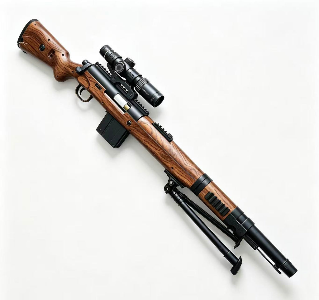 Vintage Wood Grain Sniper Rifle Model Toy, Bolt Action Gel Blaster Toy with Bipod for Outdoor Game