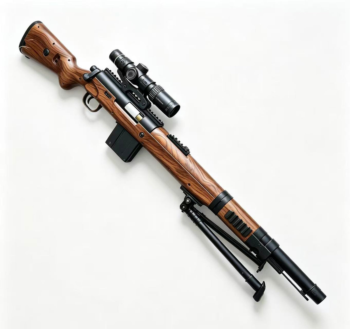 Vintage Wood Grain Sniper Rifle Model Toy, Bolt Action Gel Blaster Toy with Bipod for Outdoor Game