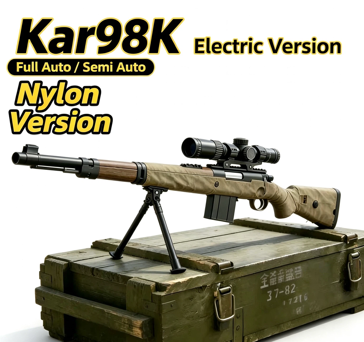 Kar98K Game Blaster Toy Model, Nylon Electric Powered, Semi & Full Auto Mode, Cosplay & Outdoor Game Prop