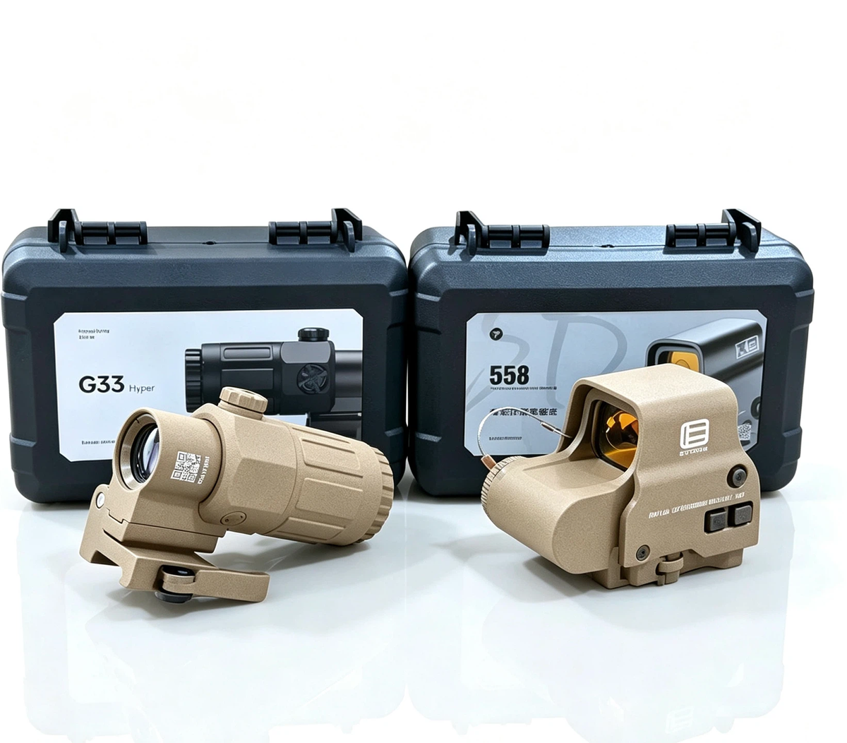 G33 Magnifier + 558 Holographic Sight Combo | Red Dot Optic Set for Tactical Use