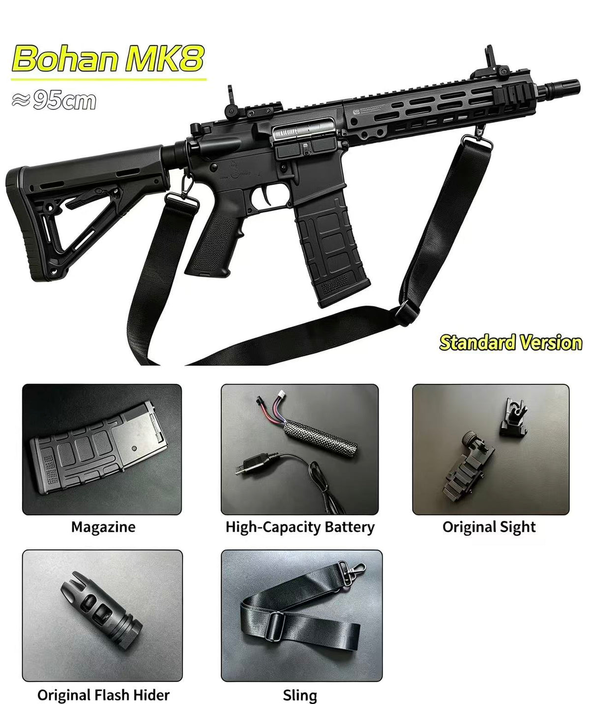 MK8 Electric Soft‑Bullet Toy Gun, Semi‑Auto & Full‑Auto Assault‑Style Blaster for Boys