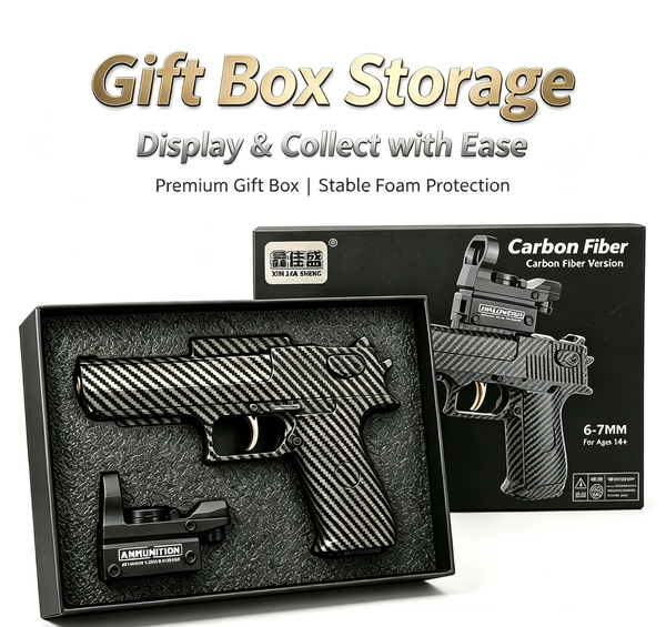 Kids Carbon Fiber Desert Eagle Gel Blaster Toy | Manual Continuous Shooting, 6-7mm Safe Gel Balls, Gift Box Pack