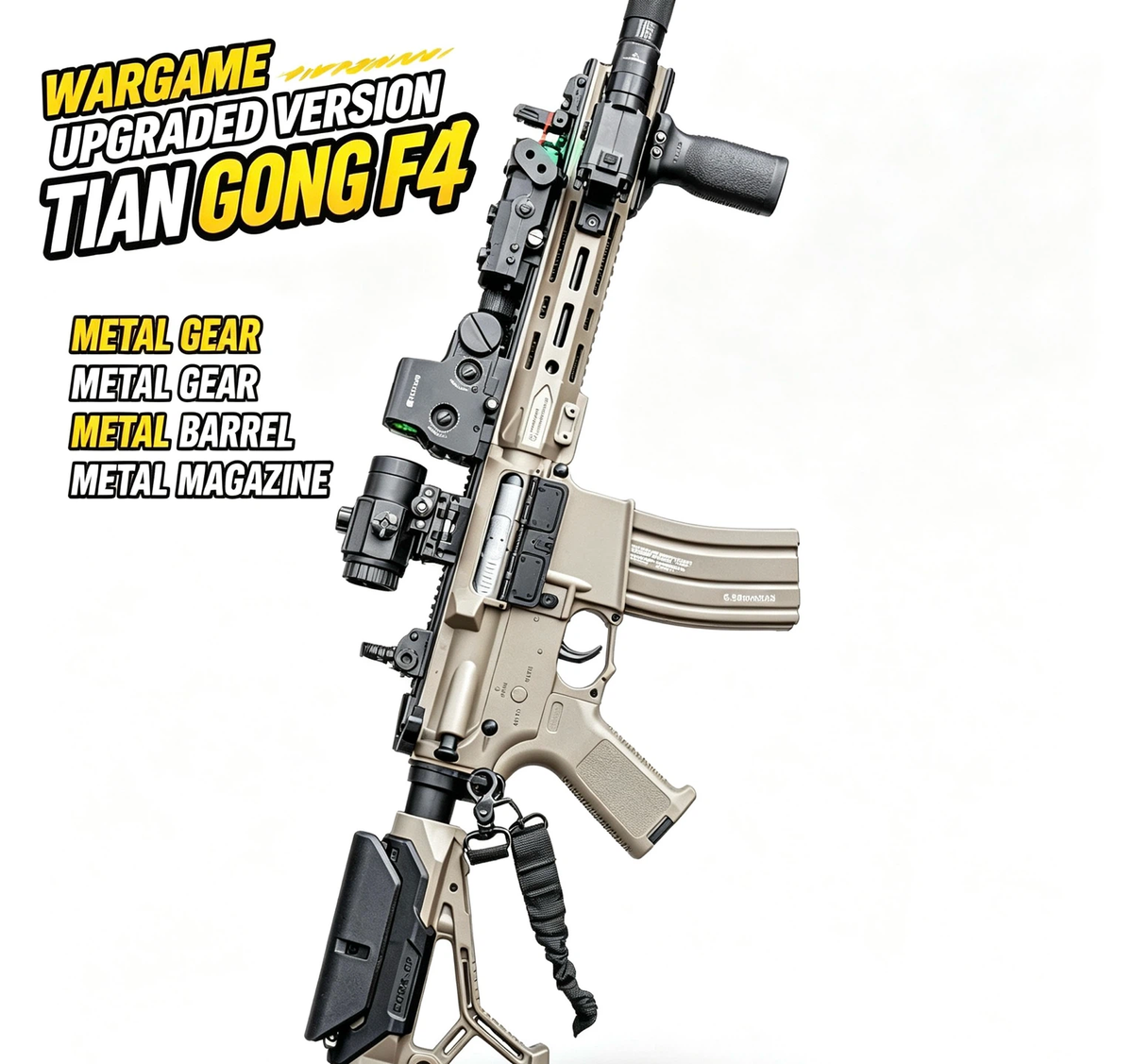 F4 Wargame Electric Toy Blaster with Metal Gear & Blowback Effect