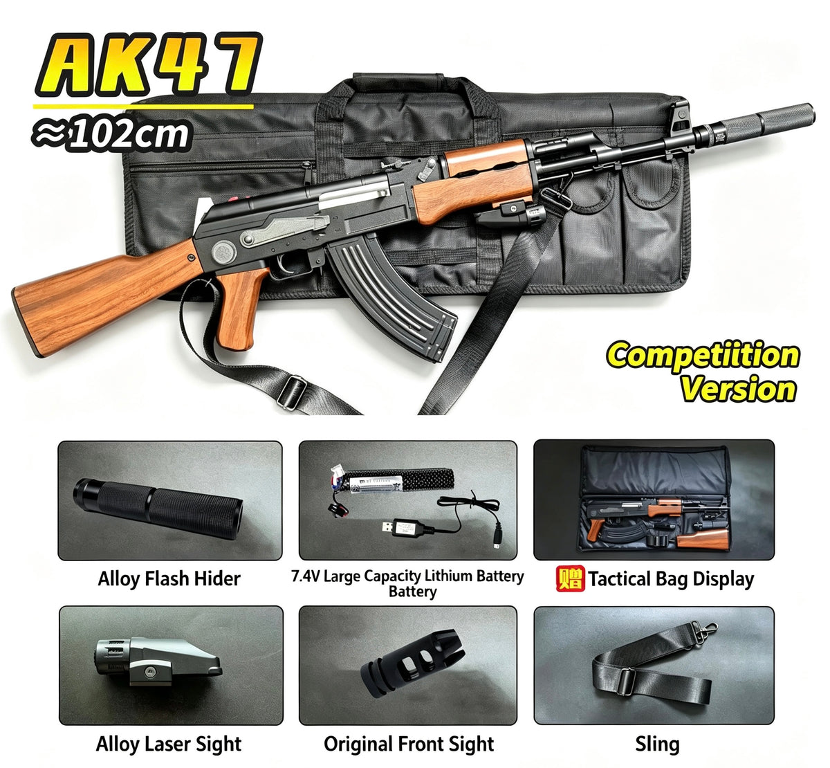 TianGong AK47 Nylon Electric Toy Gun, Semi & Full Auto, Blowback Wargame Blaster for Boys, Chicken Game Model