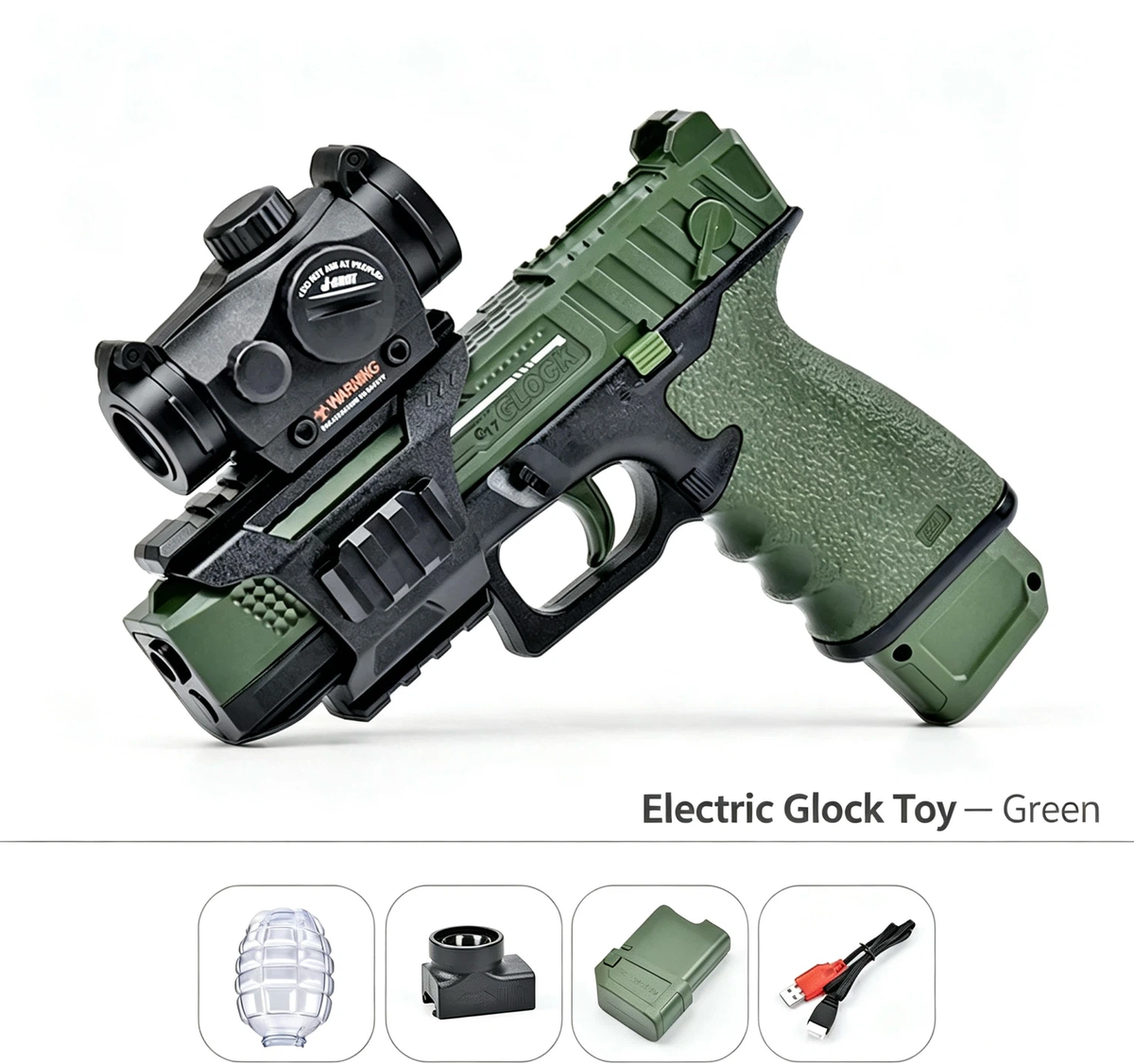 Electric Collectible Pistol Display Model | M1911 & Glock Options, Tactical Scope Attachment, Rechargeable