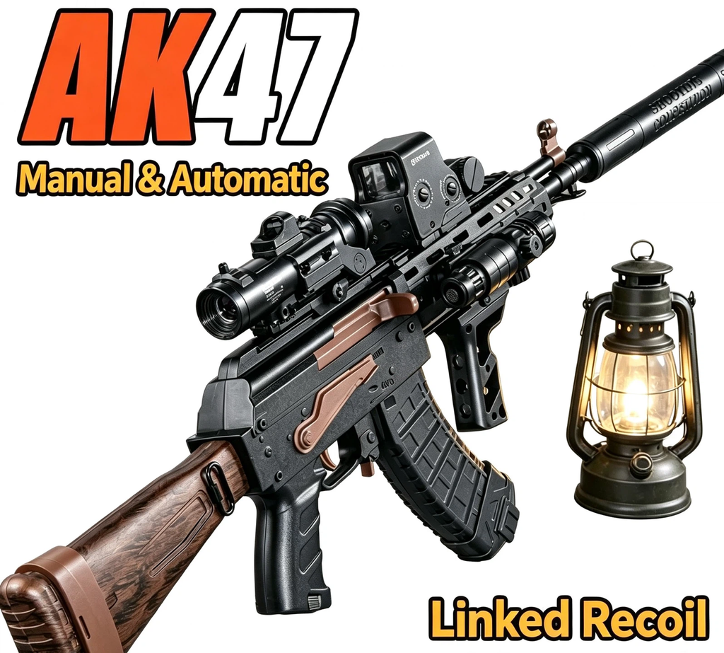 Kids AK47 Gel Blaster Toy | Manual & Automatic Mode, Linked Recoil, Safe for Children