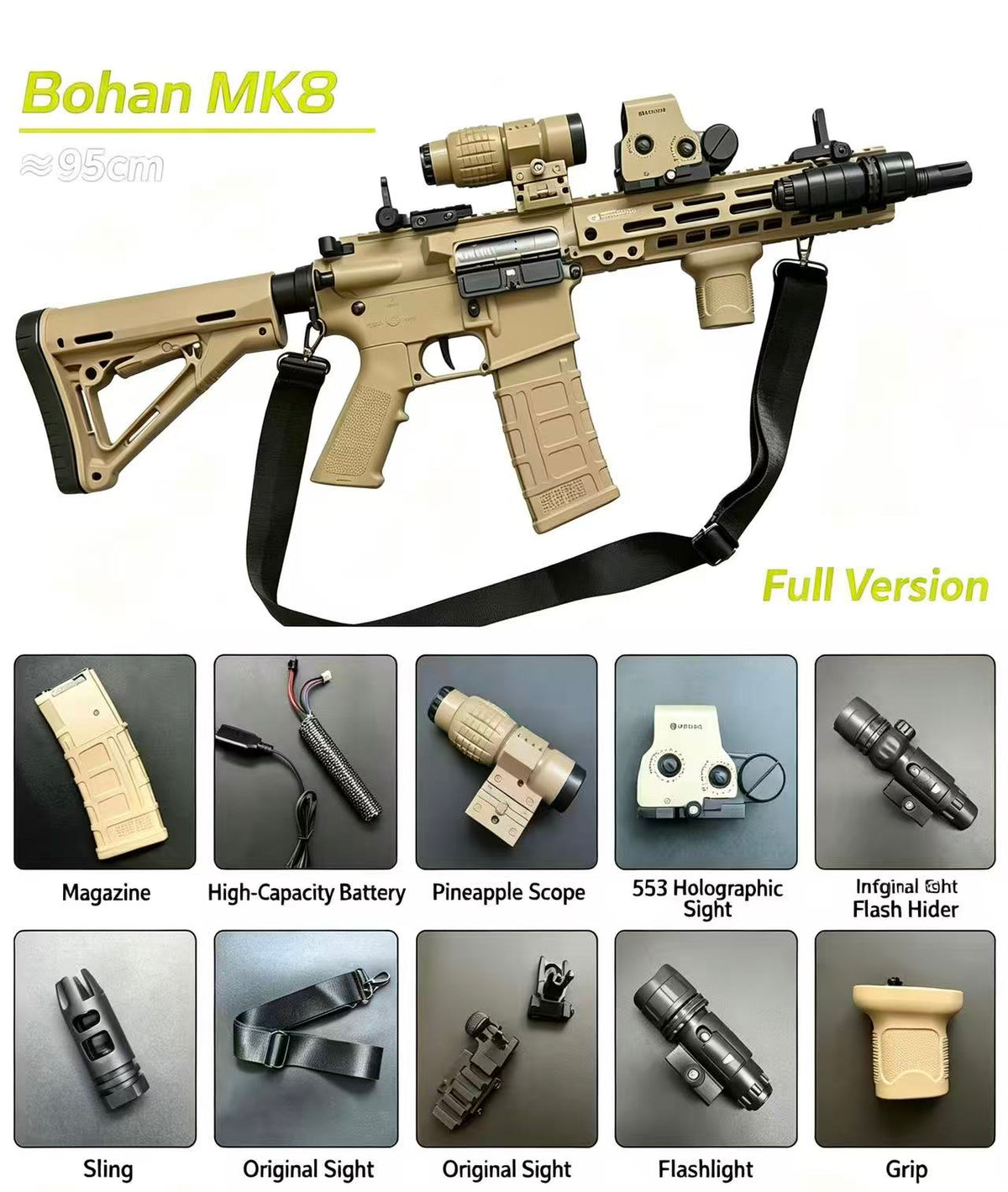 MK8 Electric Soft‑Bullet Toy Gun, Semi‑Auto & Full‑Auto Assault‑Style Blaster for Boys