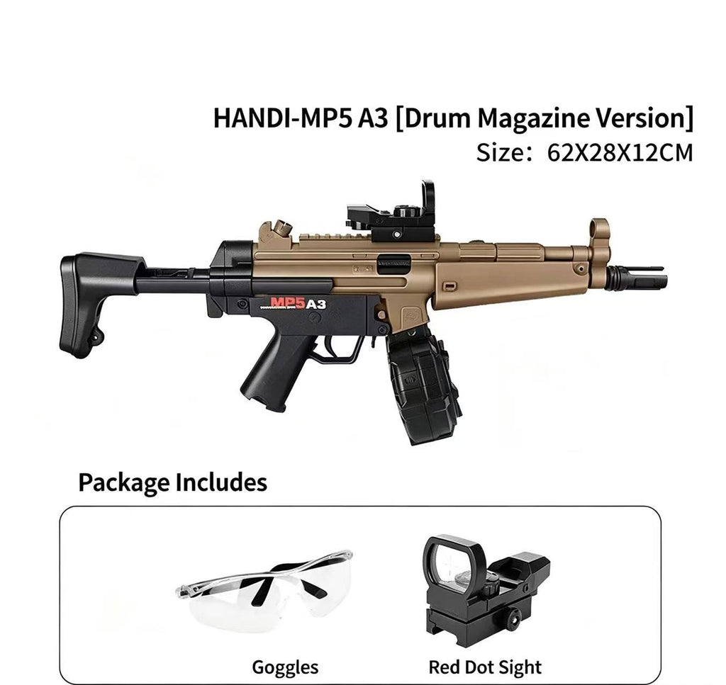 Tactical MP5 Toy Blaster, Linkage Recoil, Adjustable Stock