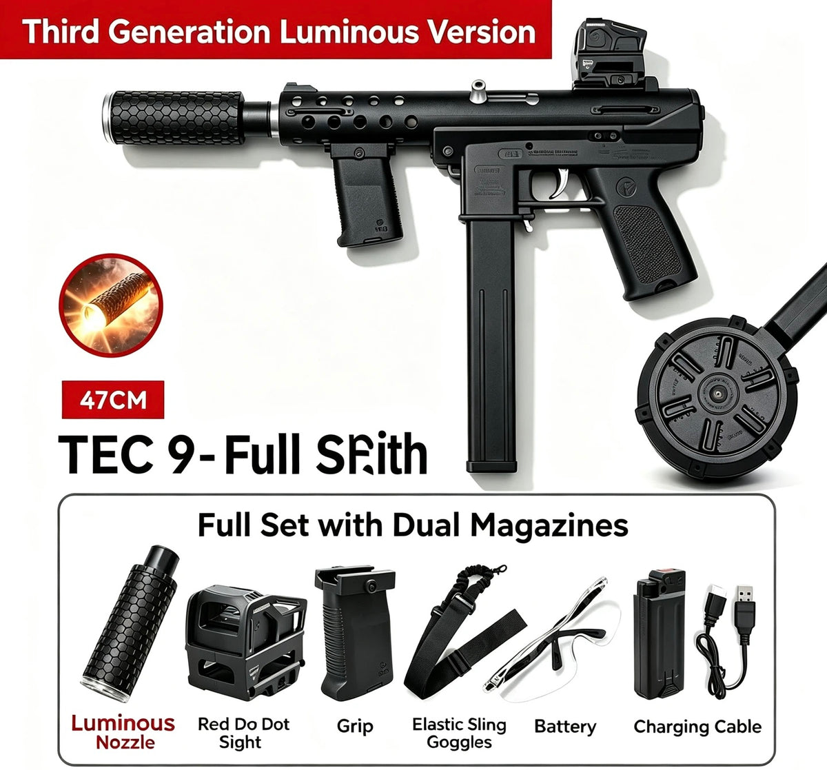 TEC9 Gel Ball Hobby Display Model | Third Generation Luminous Collectible Toy Model