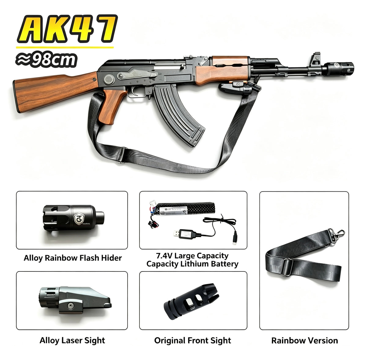 TianGong AK47 Nylon Electric Toy Gun, Semi & Full Auto, Blowback Wargame Blaster for Boys, Chicken Game Model