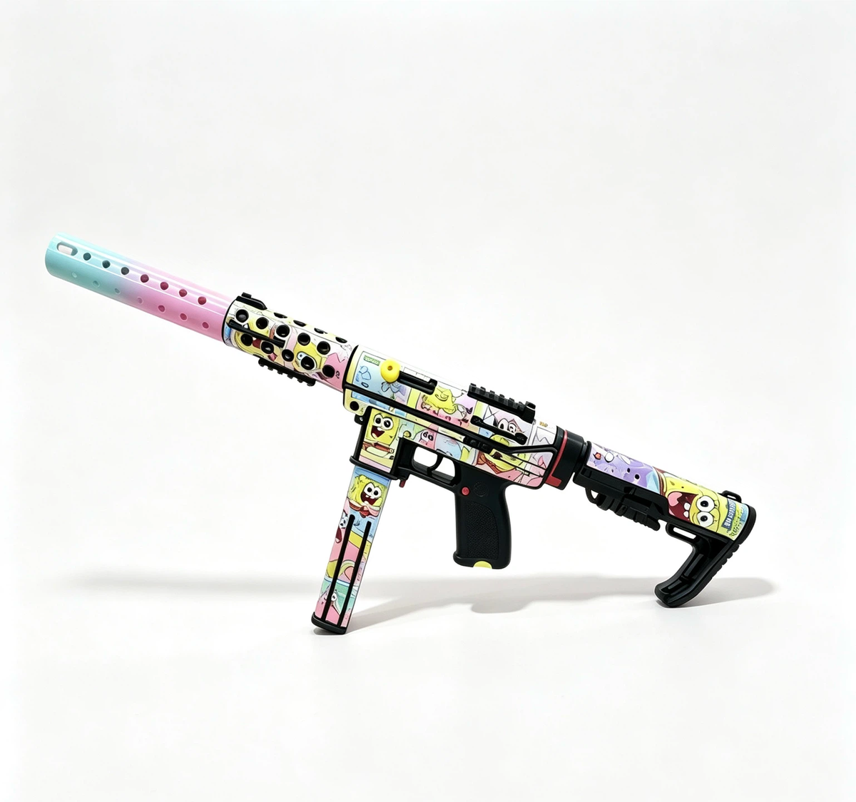 Glow‑in‑the‑Dark TEC‑9 Cartoon Printed Toy Blaster, Built‑in Lighting For Night Game