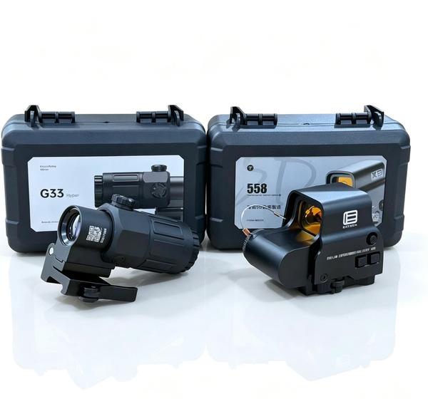 G33 Magnifier + 558 Holographic Sight Combo | Red Dot Optic Set for Tactical Use