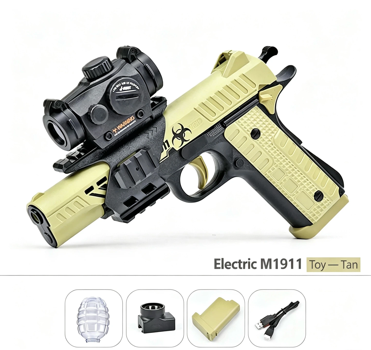 Electric Collectible Pistol Display Model | M1911 & Glock Options, Tactical Scope Attachment, Rechargeable