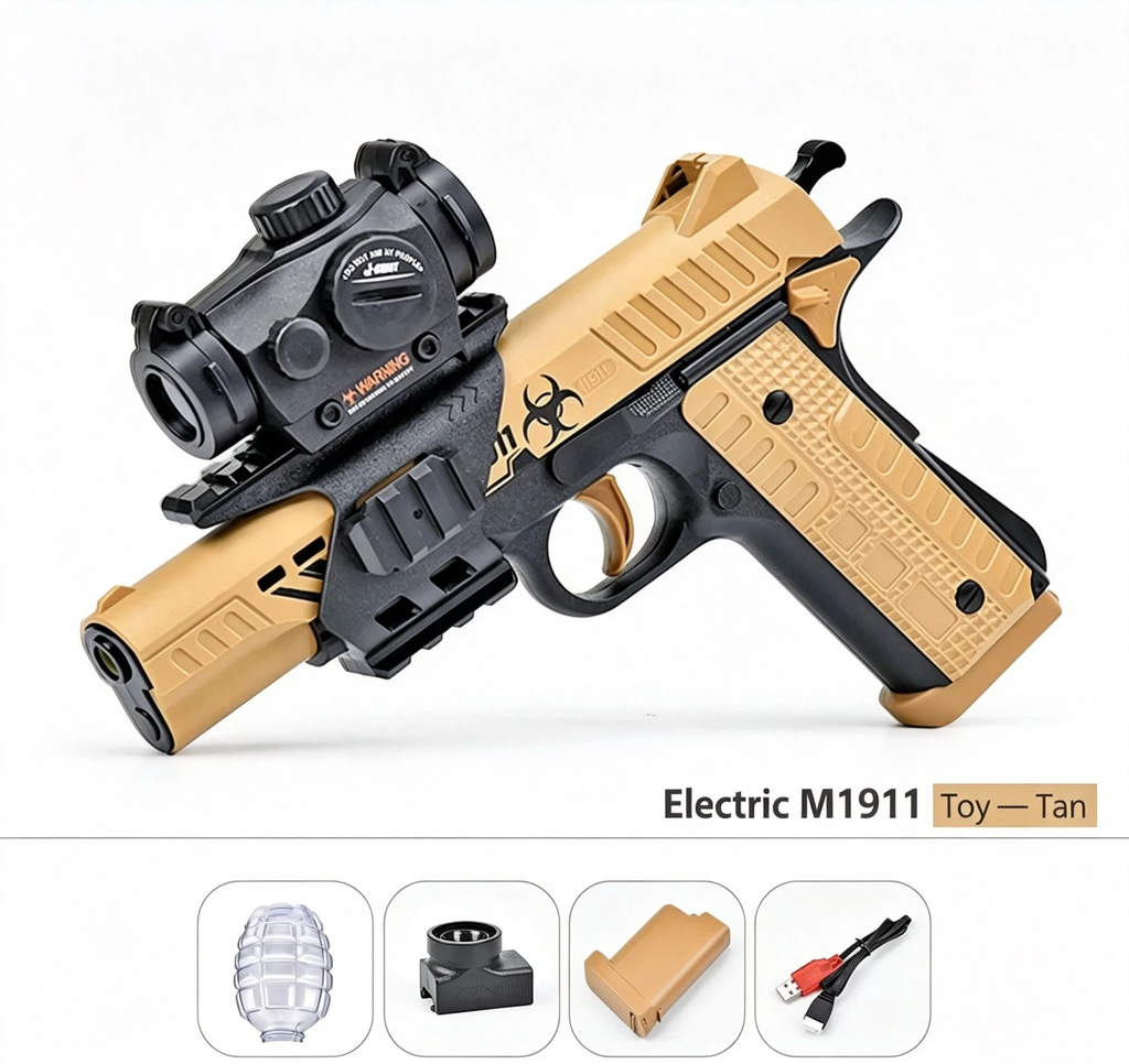 Elektrisch Gel Blaster Pistool Speelgoed | M1911 & Glock Opties, Tactische Richtkijker, Oplaadbaar Buitenspeelgoed voor Schietspellen