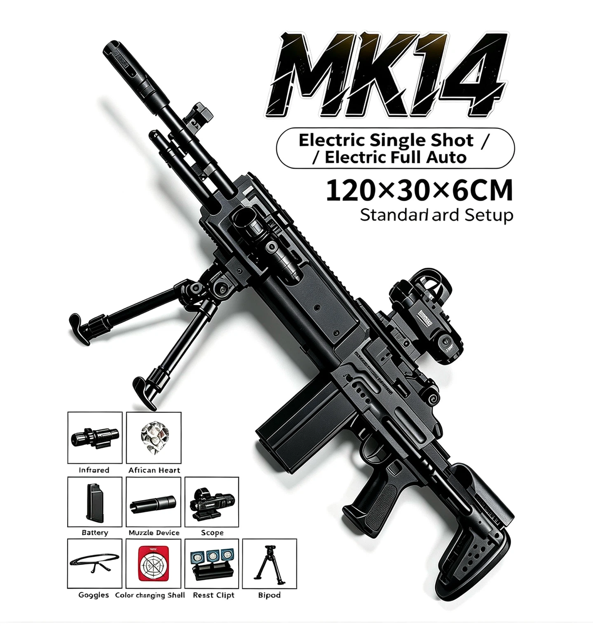 MK14 Tactical Display Model Replica, Full Accessories Kit